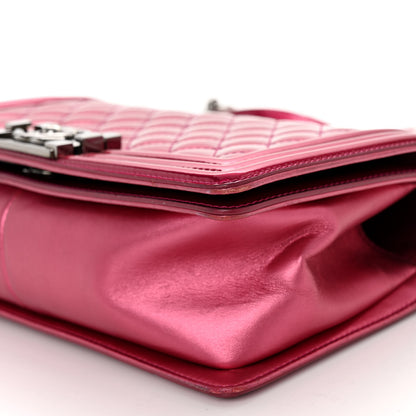 Chanel Metallic Patent Calfskin Quilted Medium Boy Flap Pink 9 of 9