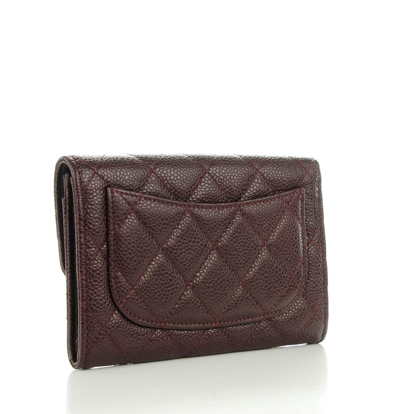 Caviar Quilted Small Flap Wallet Burgundy