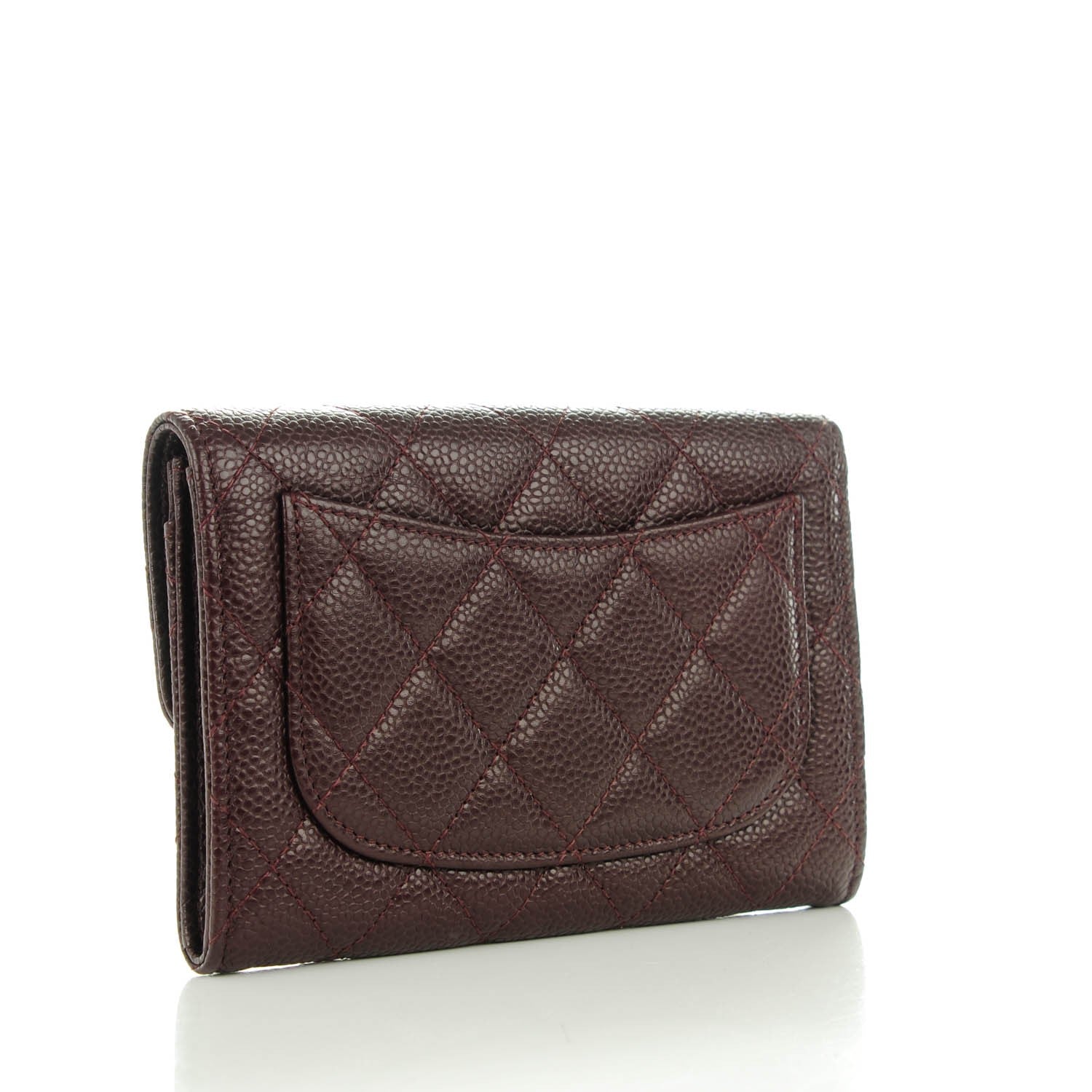 Chanel Caviar Quilted Small Flap Wallet Burgundy 3 of 8