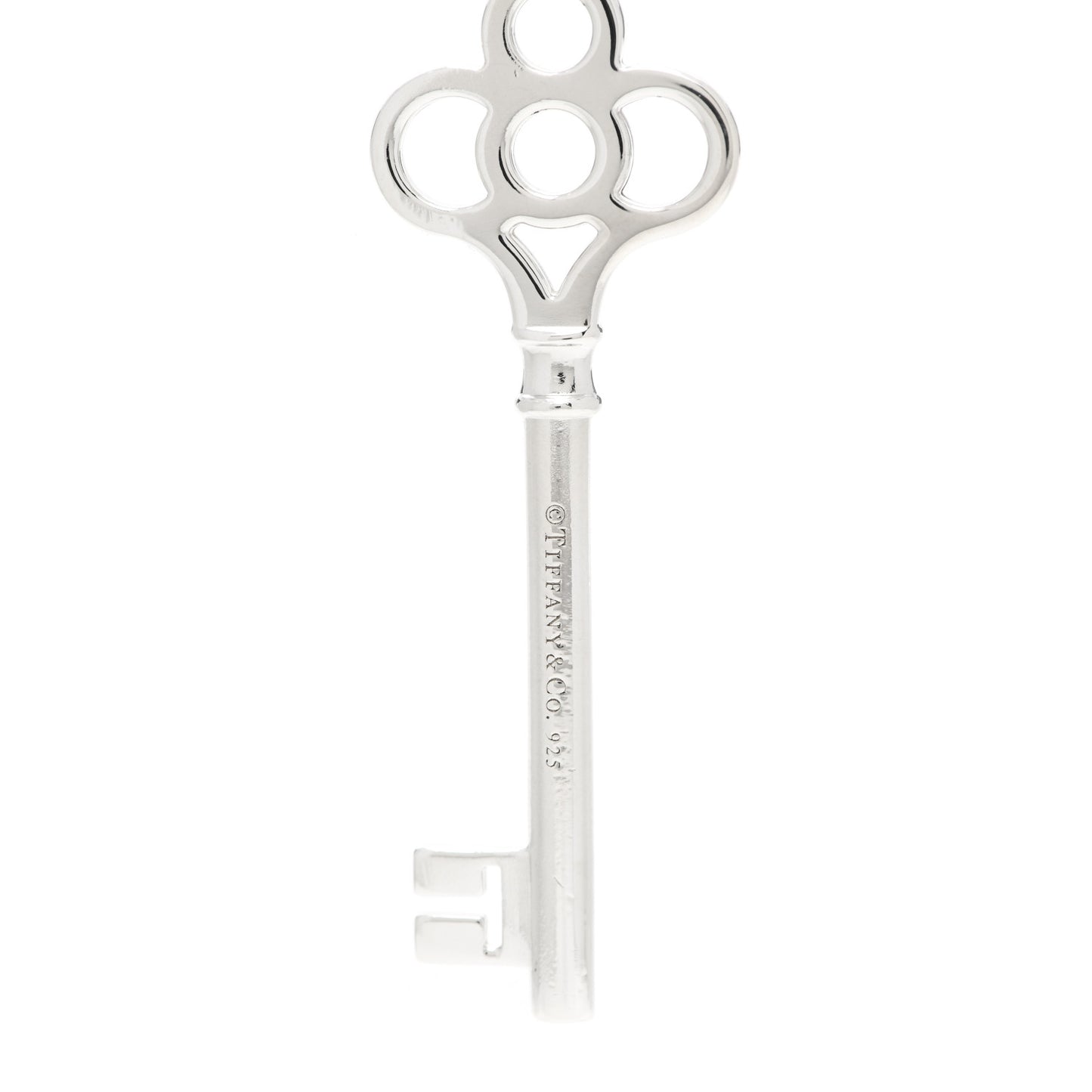 Sterling Silver Large Crown Key Pendant Necklace
