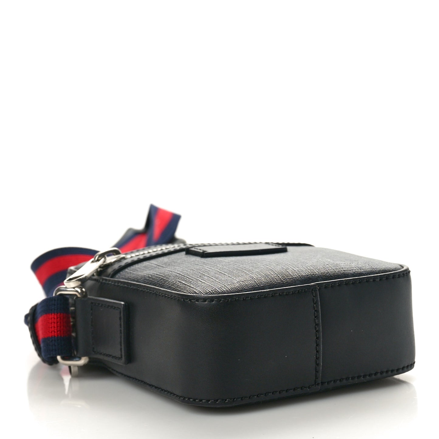GG Supreme Monogram Appia Calfskin Web Small Camera Messenger Bag Black Grey