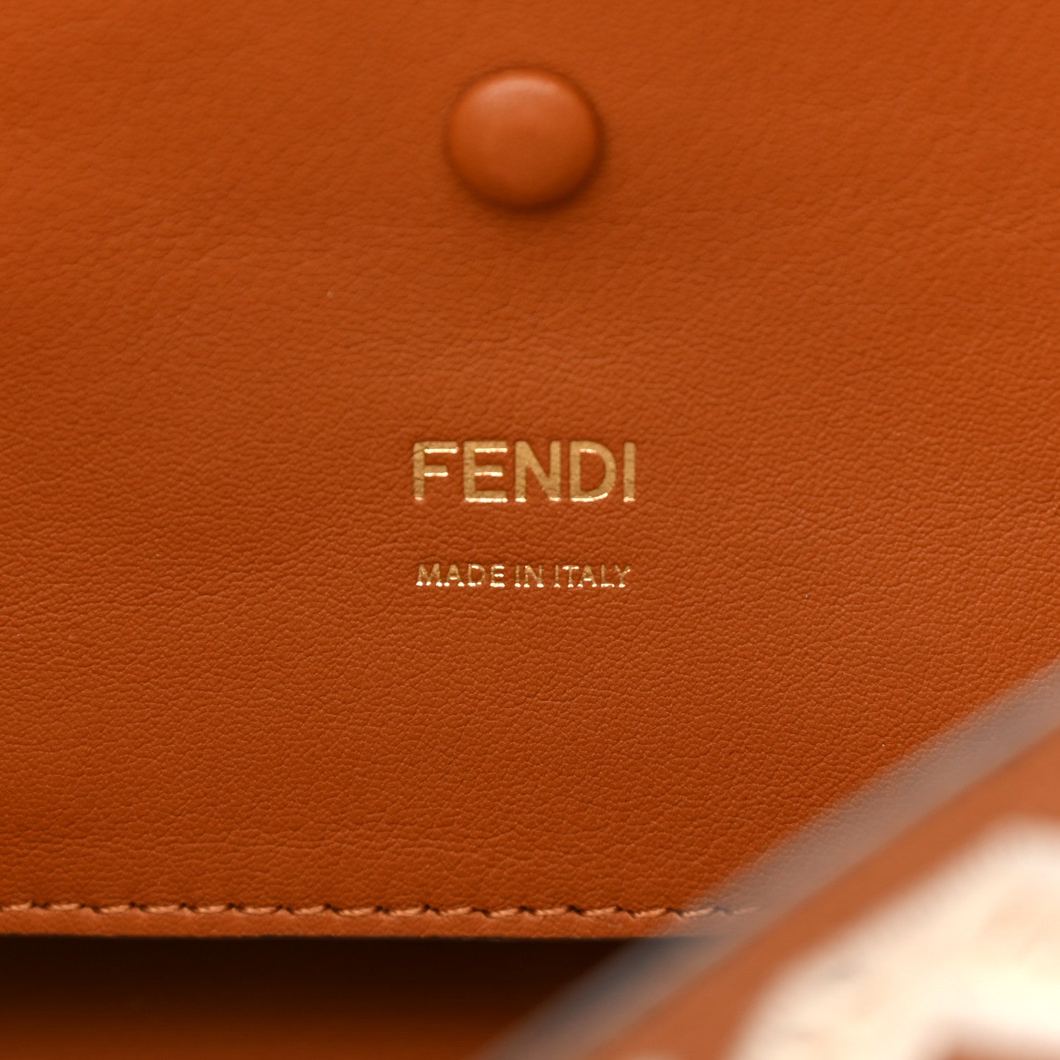 Fendi Vitello Seta FF Ajour Embroidered Baguette Brandy 6 of 14