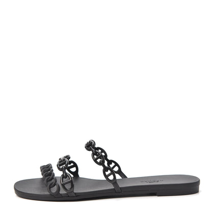 Hermes Rubber Chaine d'Ancre Rivage Sandals 37 Black 1 of 6