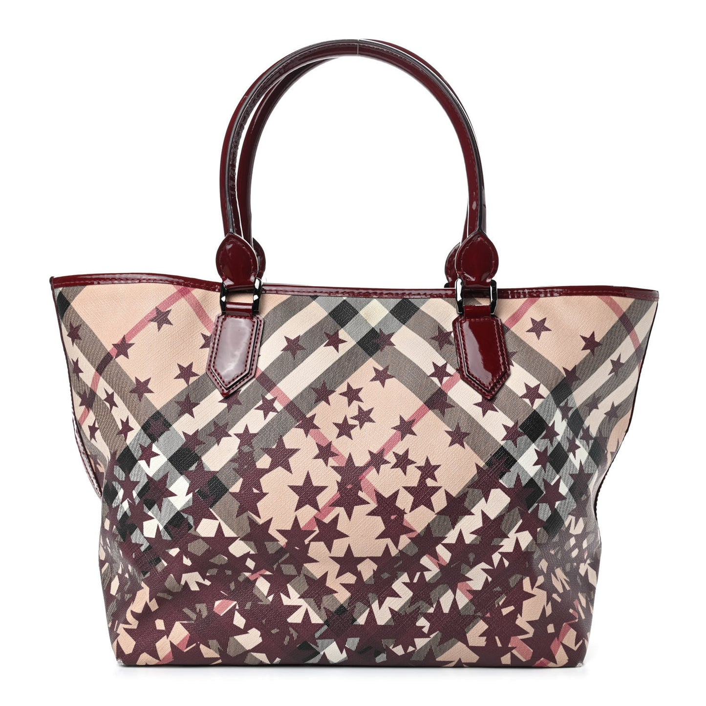 Patent Supernova Check Stars Large Nickie Landscape Tote Berry Red