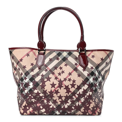 Burberry Patent Supernova Check Stars Large Nickie Landscape Tote Berry Red 1 of 14