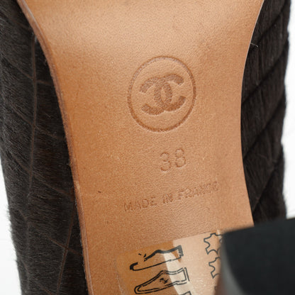 Chanel Ponyhair Quilted Pumps 38 Brown 6 of 7