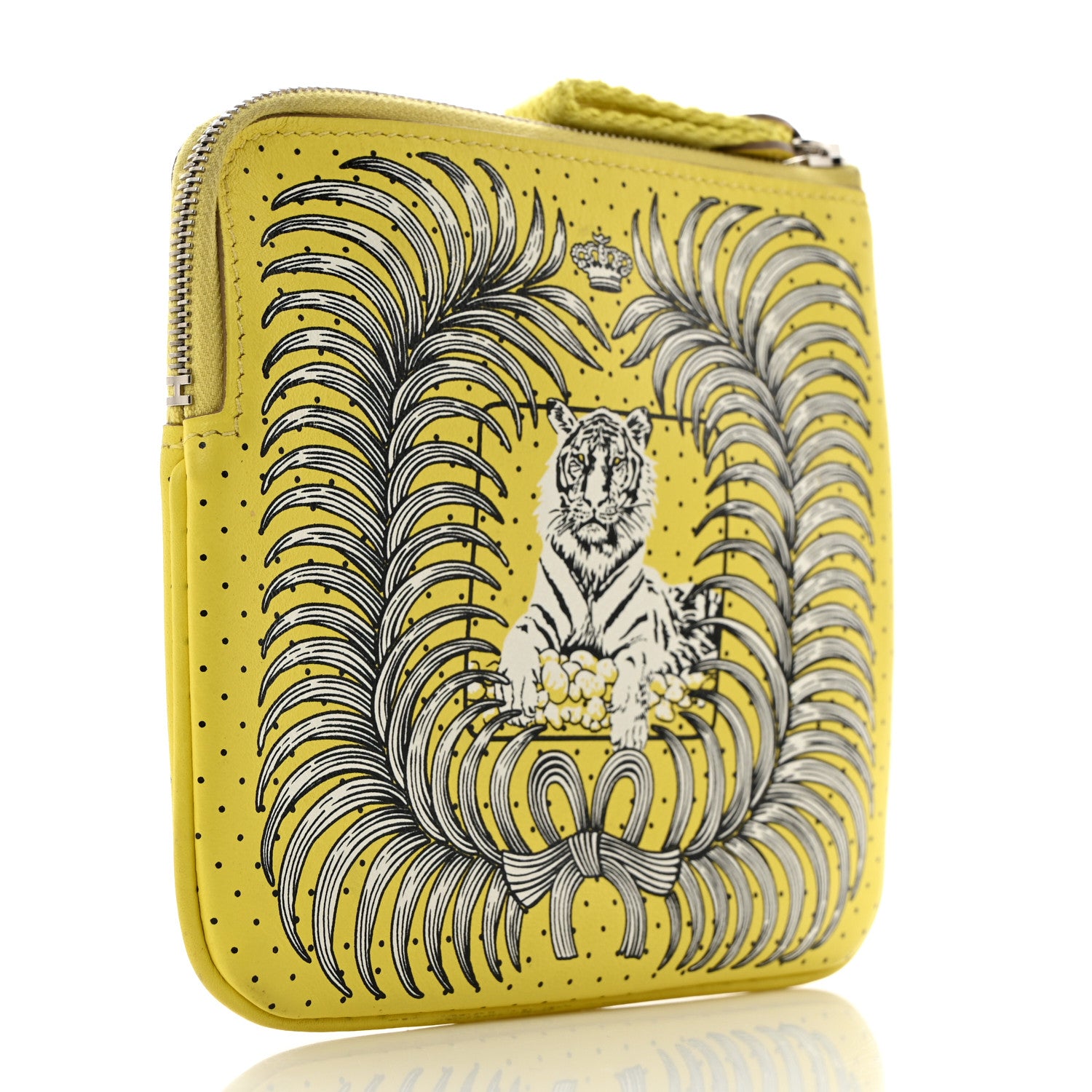 Hermes Swift Tigre Royal Bandana Carre Pocket Pouch Lime 3 of 7