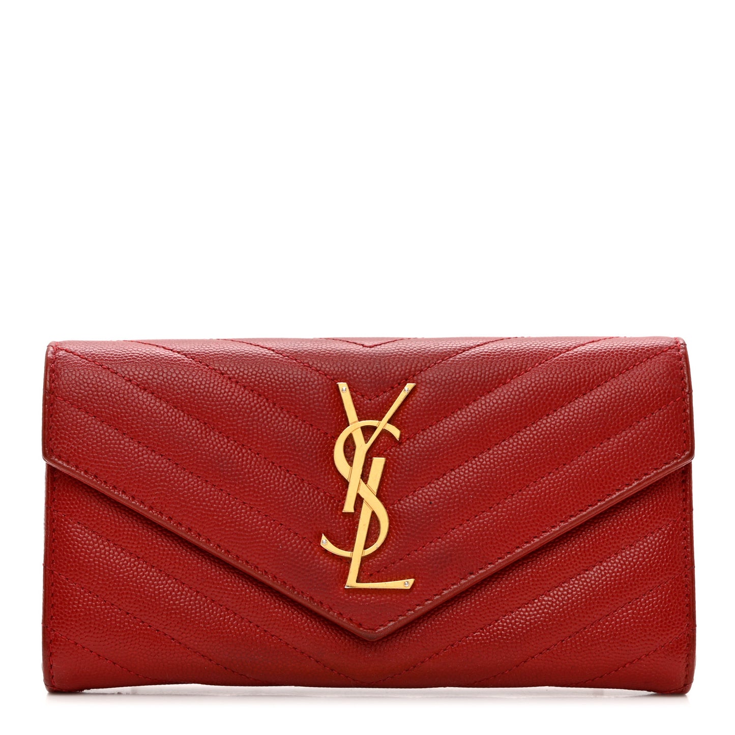 Grain De Poudre Matelasse Chevron Monogram Flap Wallet Red