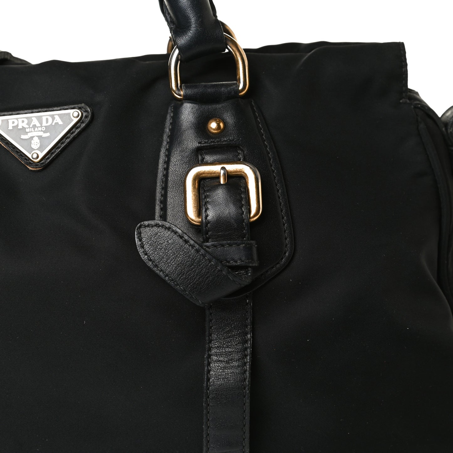 Tessuto Nylon City Calfskin Shoulder Bag Black