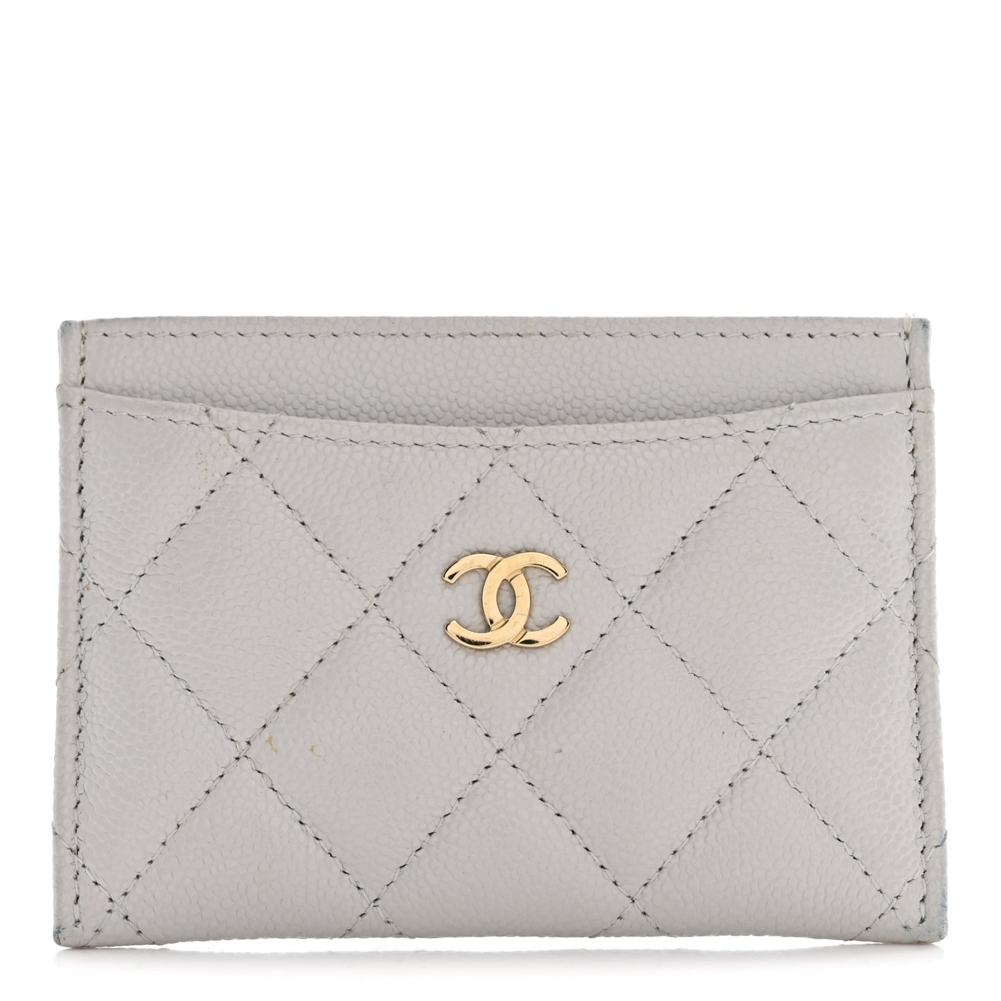 Caviar Quilted Card Holder Grey
