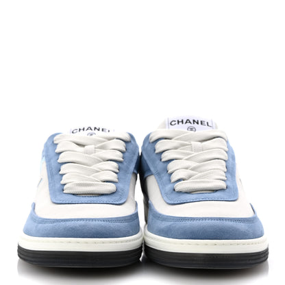 Chanel Suede Kidskin Womens CC Sneakers 39 White Blue 3 of 10