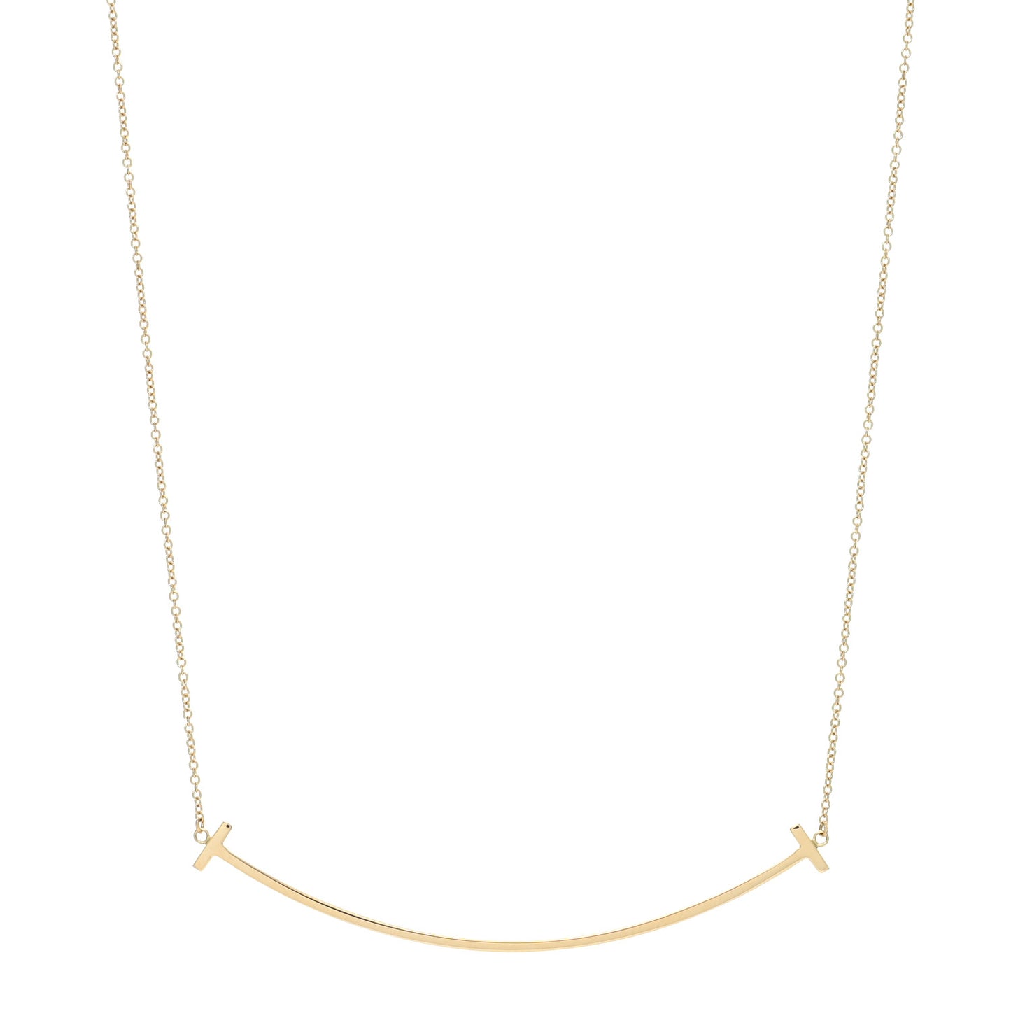 18K Yellow Gold Large T Smile Pendant Necklace