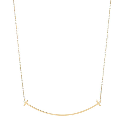 Tiffany 18K Yellow Gold Large T Smile Pendant Necklace 1 of 4