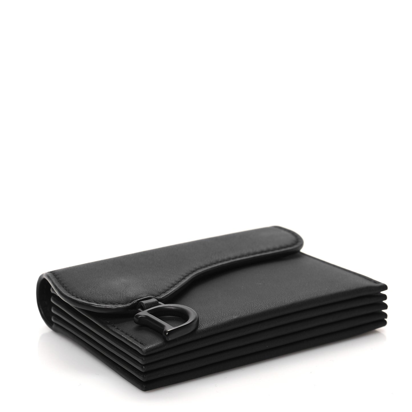 Ultra Matte Calfskin Saddle 5-Gusset Card Holder Black