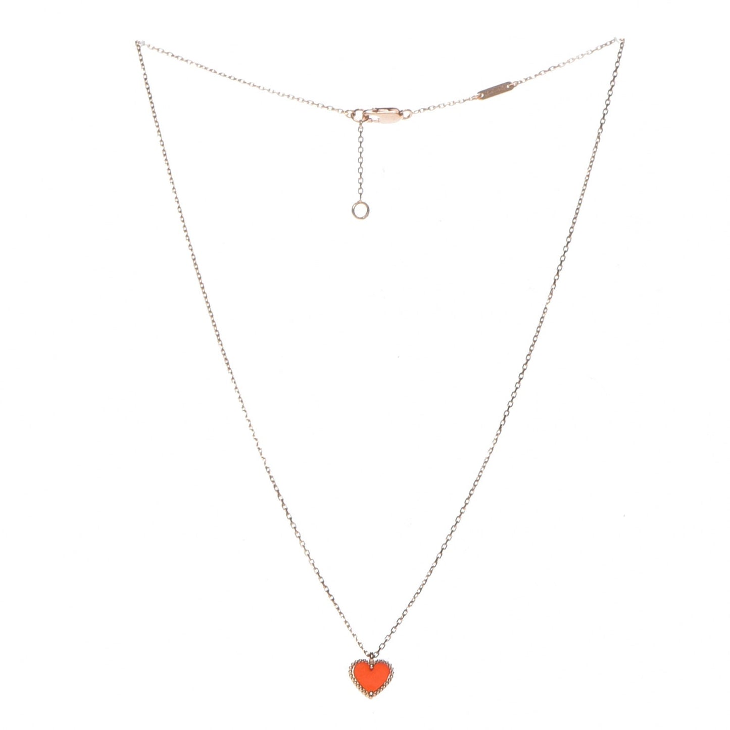 18K Rose Gold Carnelian Sweet Alhambra Heart Pendant Necklace