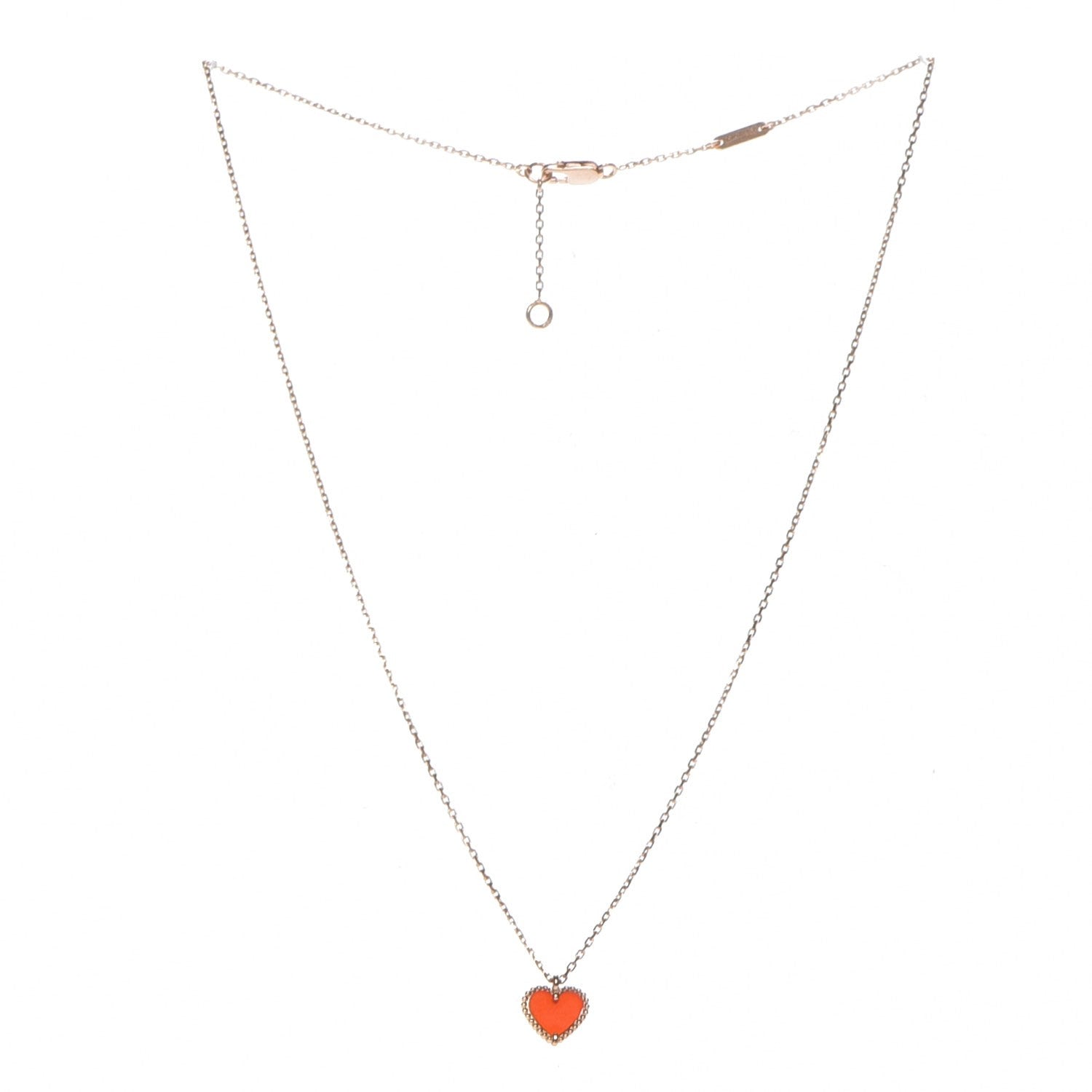 Van Cleef & Arpels 18K Rose Gold Carnelian Sweet Alhambra Heart Pendant Necklace 3 of 7