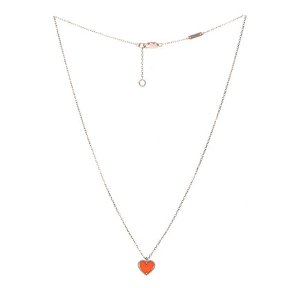 Van Cleef & Arpels 18K Rose Gold Carnelian Sweet Alhambra Heart Pendant Necklace 3 of 7