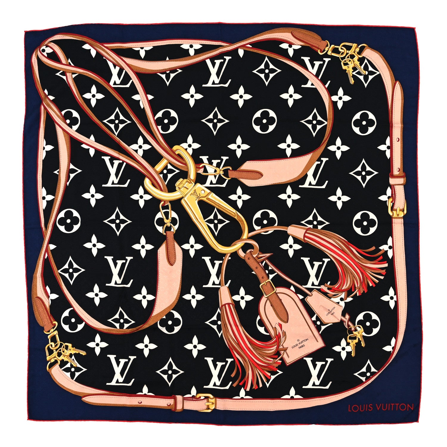 Louis Vuitton Silk Wool All That Straps Shawl Black 1 of 3