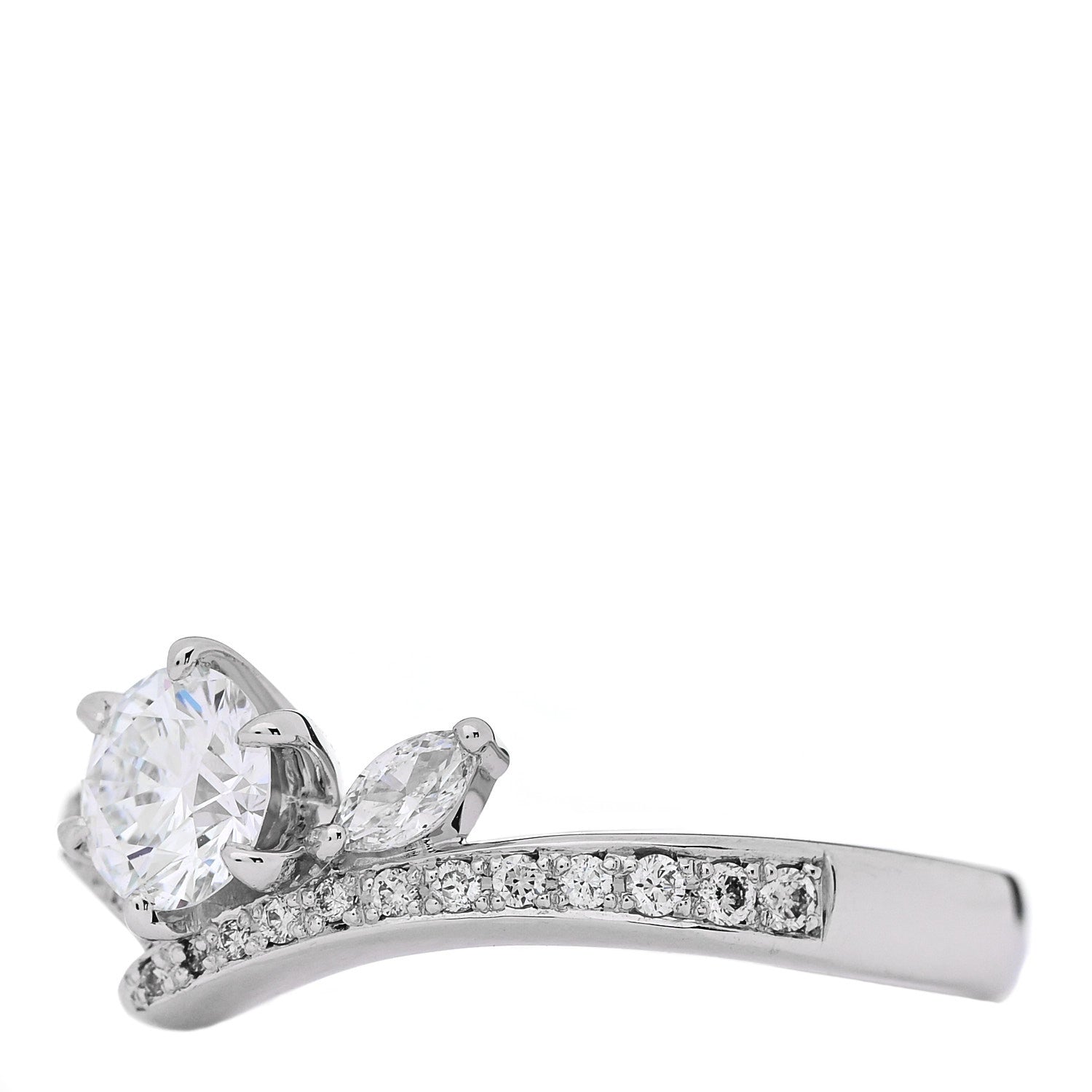 Parker & West by FASHIONPHILE Platinum Diamond .50ctw Round Marquise Cut Pave Ring  53 6.5 3 of 10