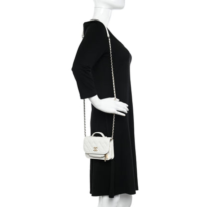 Chanel Caviar Quilted Business Affinity Clutch With Chain Flap White 2 of 12
