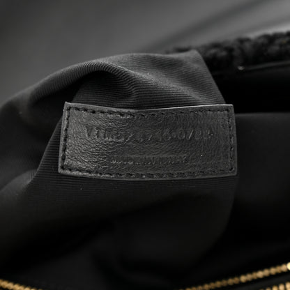 Saint Laurent Shearling Y Quilted Monogram Medium Loulou Chain Satchel Black 7 of 10
