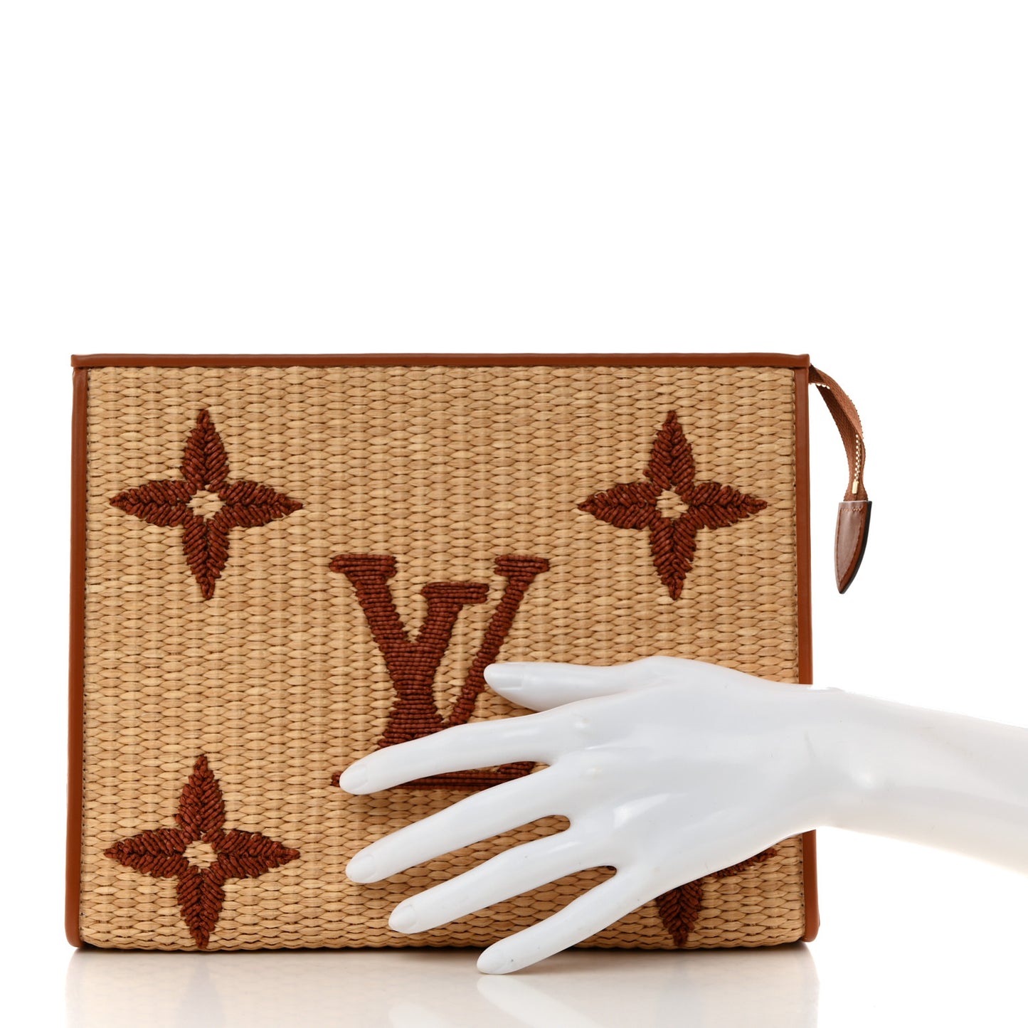 Raffia Monogram Giant Toiletry Pouch 26 Tan