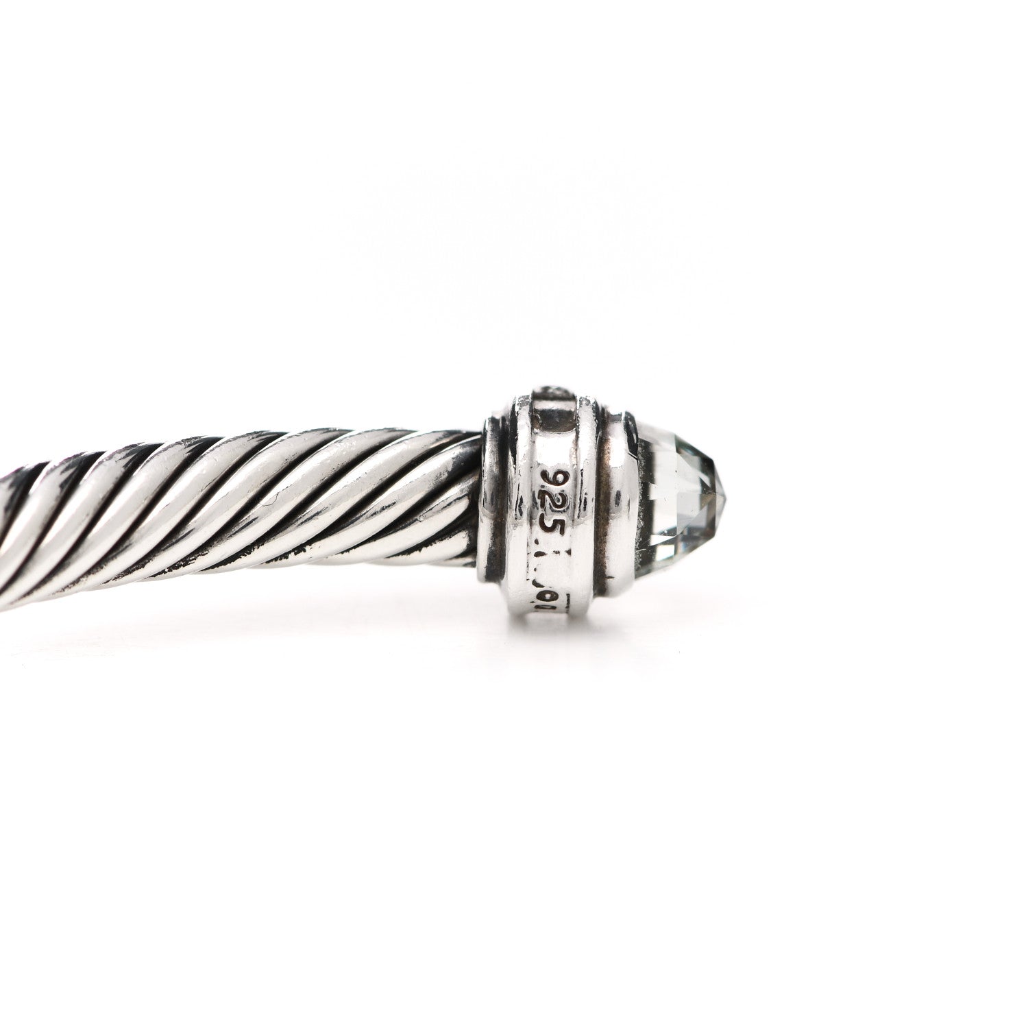 David Yurman Sterling Silver Diamond Prasiolite 5mm Cable Classics Bracelet 4 of 5
