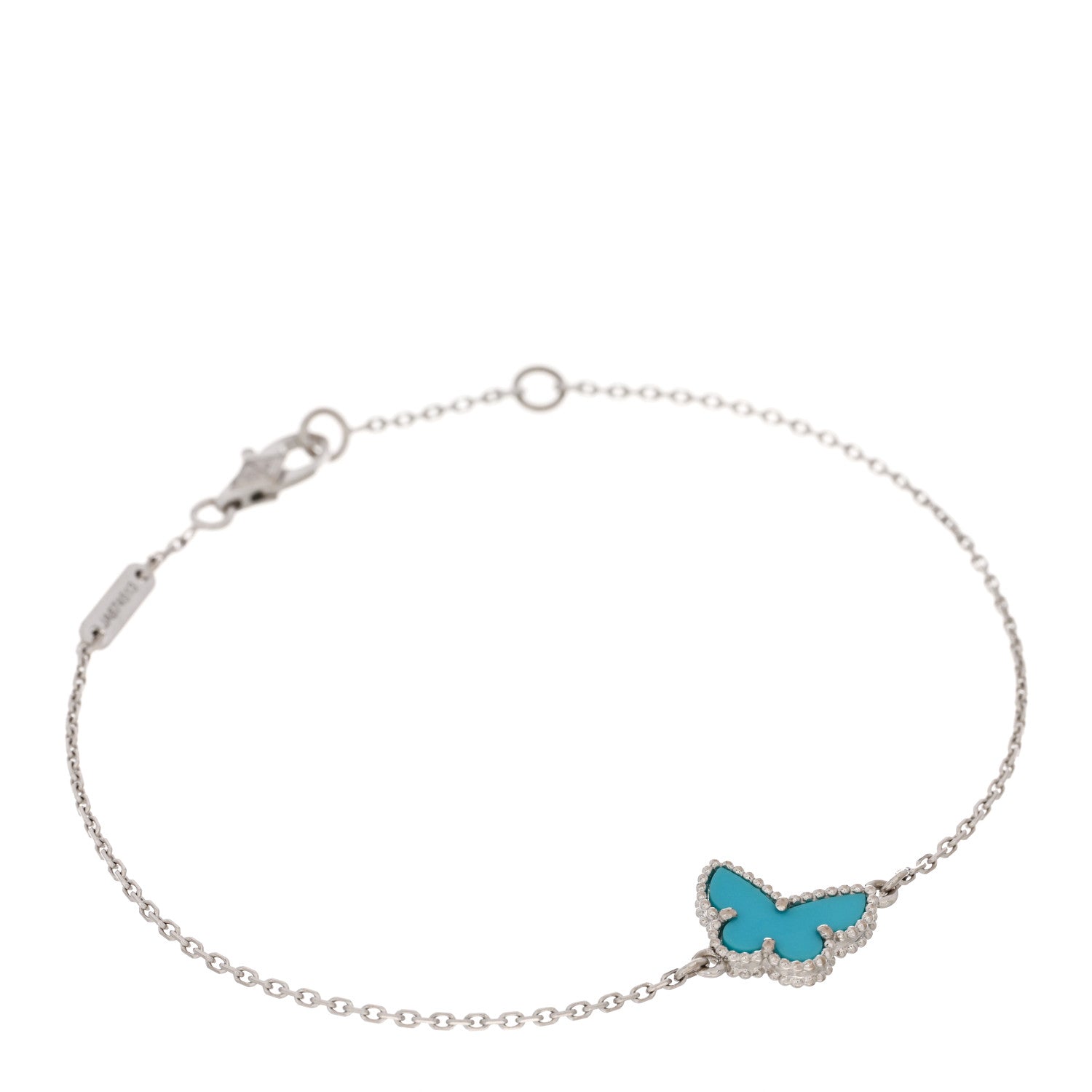 Van Cleef & Arpels 18K White Gold Turquoise Sweet Alhambra Butterfly Bracelet 1 of 3