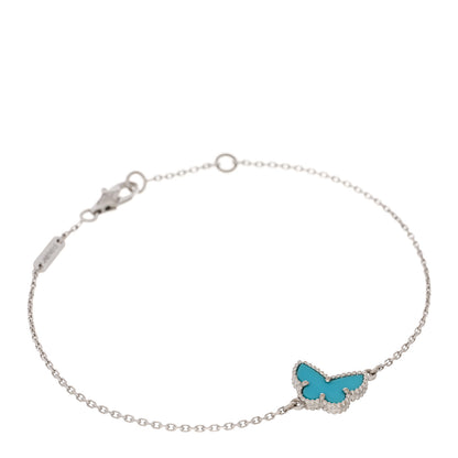 Van Cleef & Arpels 18K White Gold Turquoise Sweet Alhambra Butterfly Bracelet 1 of 3
