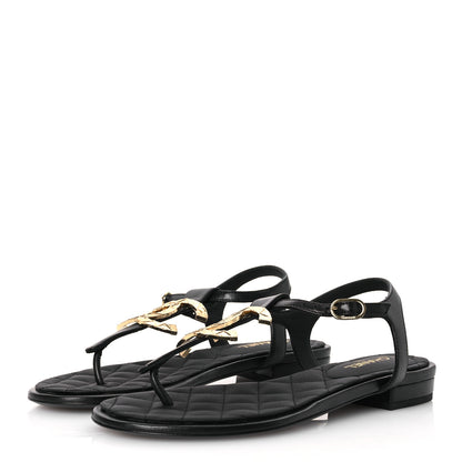 Chanel Lambskin CC Thong Sandals 36 Black 4 of 11