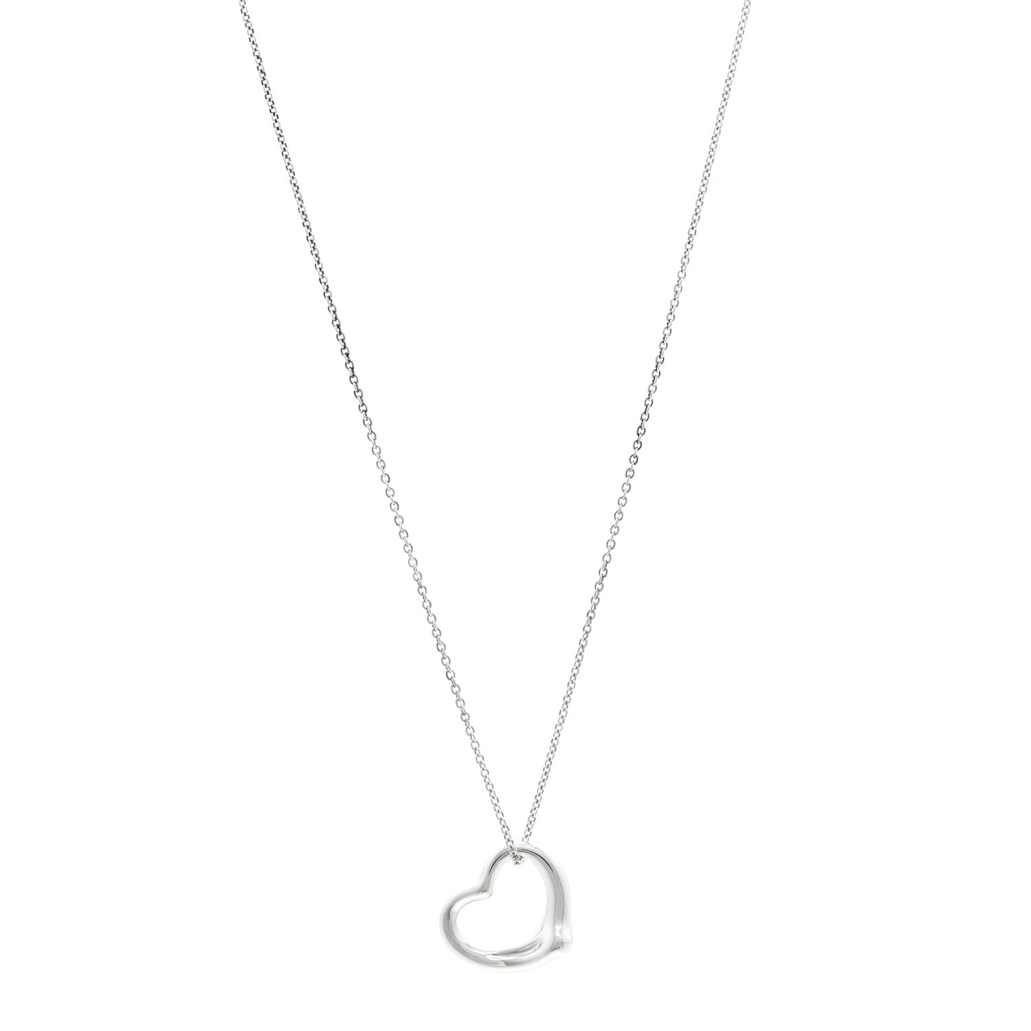 Tiffany Sterling Silver 22mm Elsa Peretti Open Heart Pendant Necklace 1 of 5