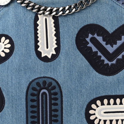 Stella McCartney Eco Denim Embroidered Zigarette Falabella Fold Over Tote Blue 8 of 11