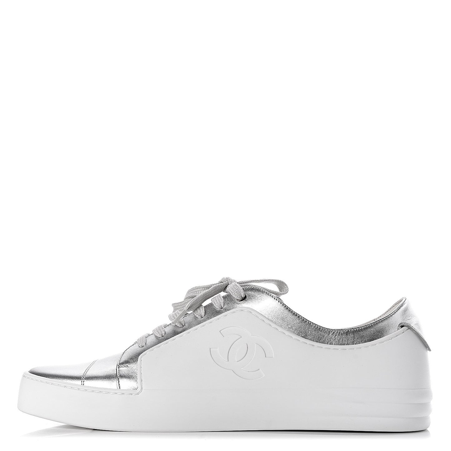 Iridescent Goatskin Mens Sneakers 45 White Silver