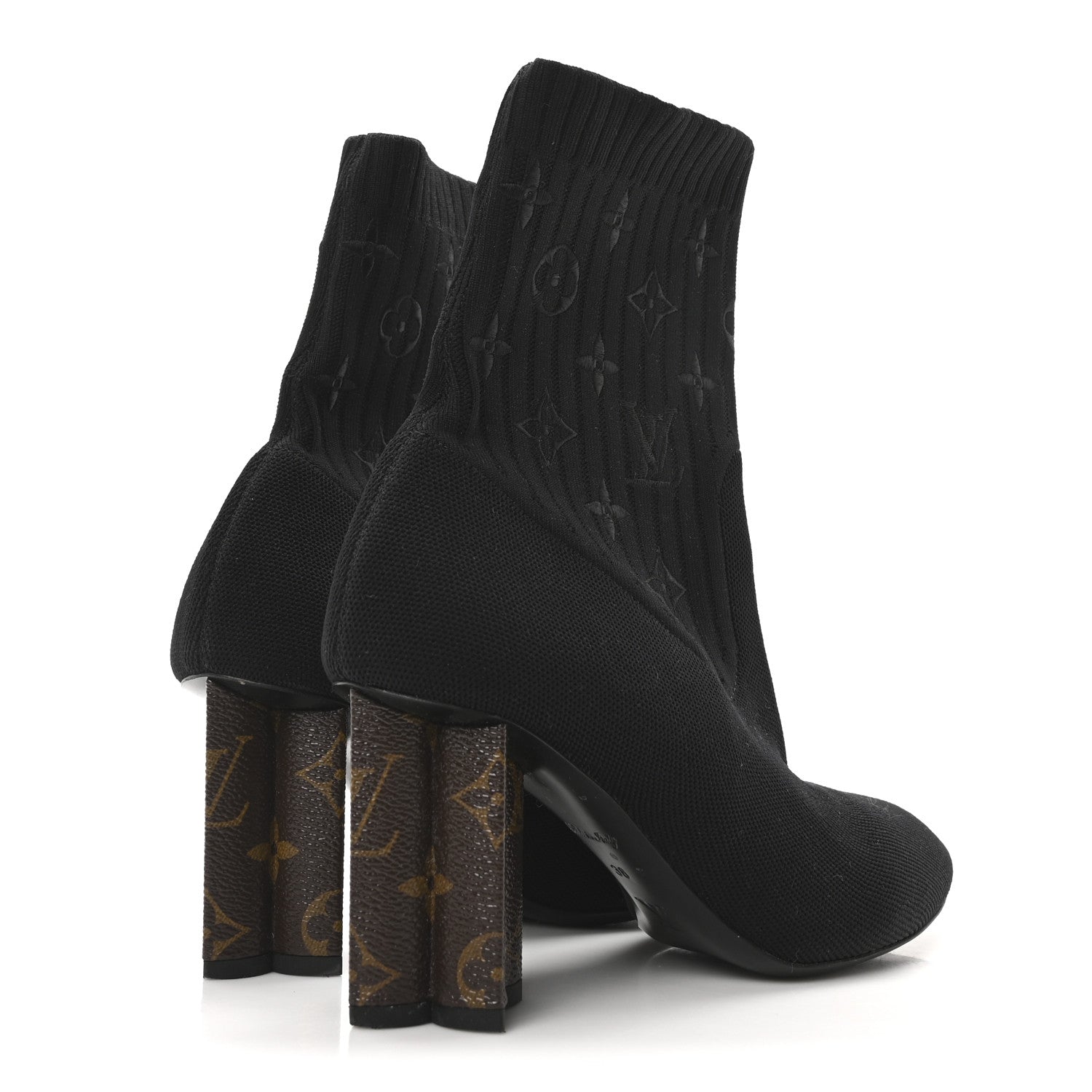 Louis Vuitton Monogram Stretch Fabric Silhouette Ankle Boots 38 Black 5 of 8