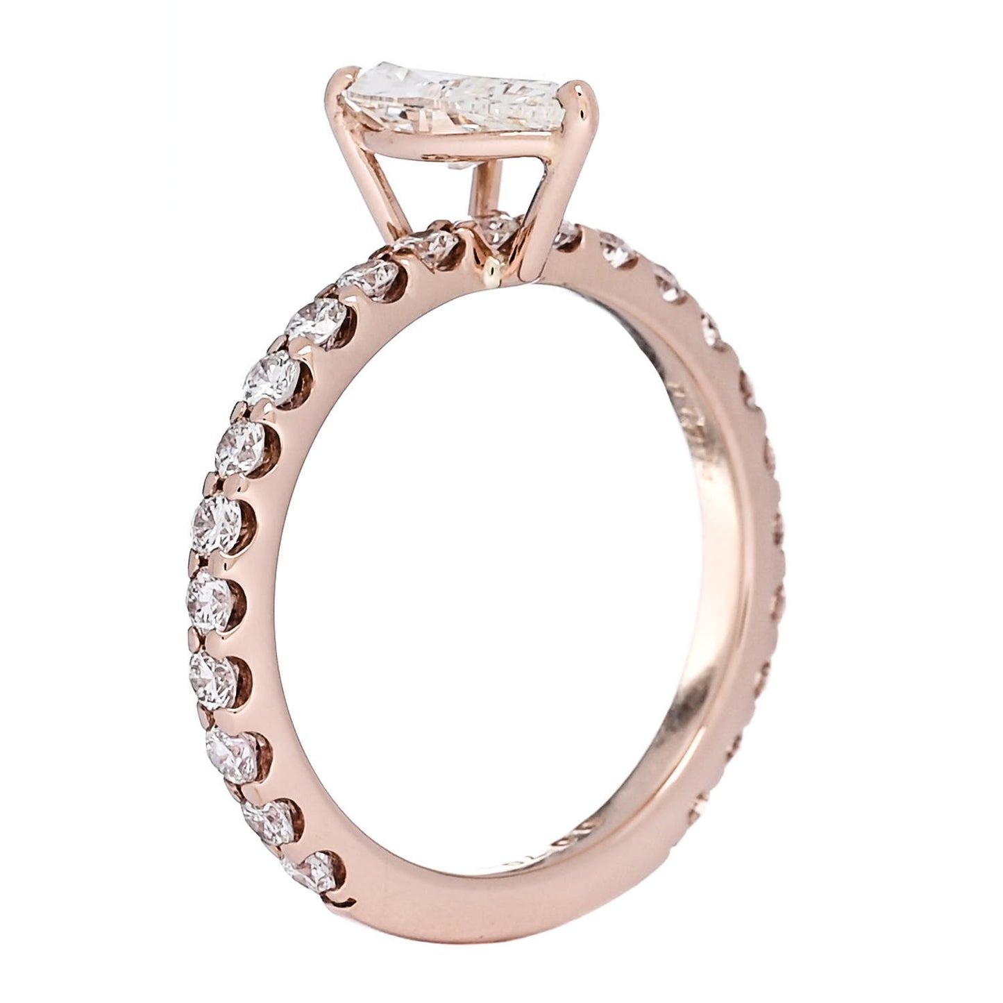 18K Rose Gold Diamond 1.014ct Pear Cut Pave Band Engagement Ring  51 5.75