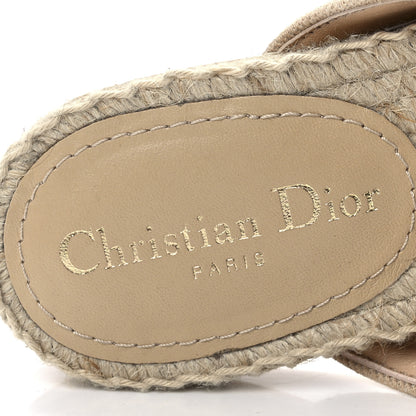 Christian Dior Canvas Embroidered Granville Espadrille Crisscross Flat Slide Sandals 38.5 Gold 7 of 8