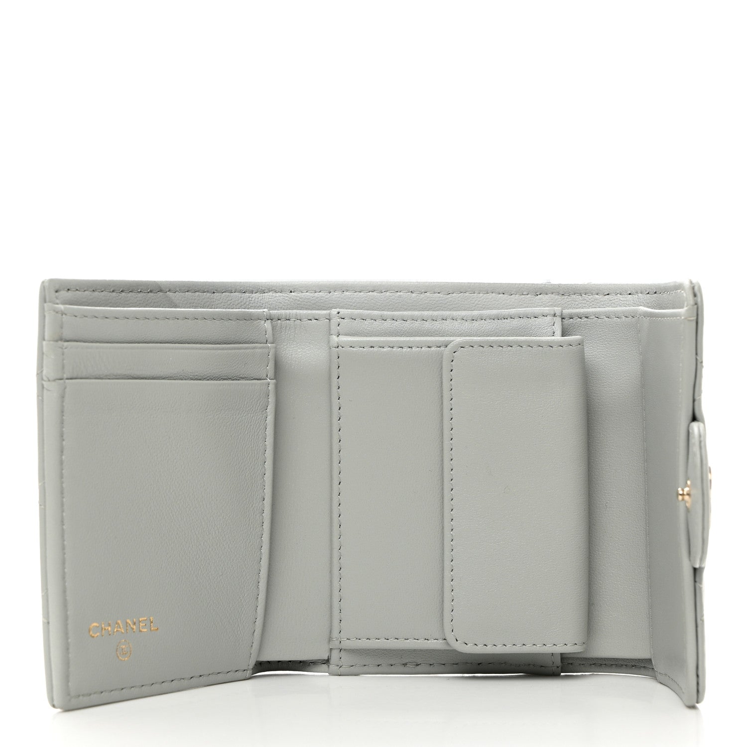 Chanel Lambskin Quilted Small Flap Wallet Grey 5 of 7