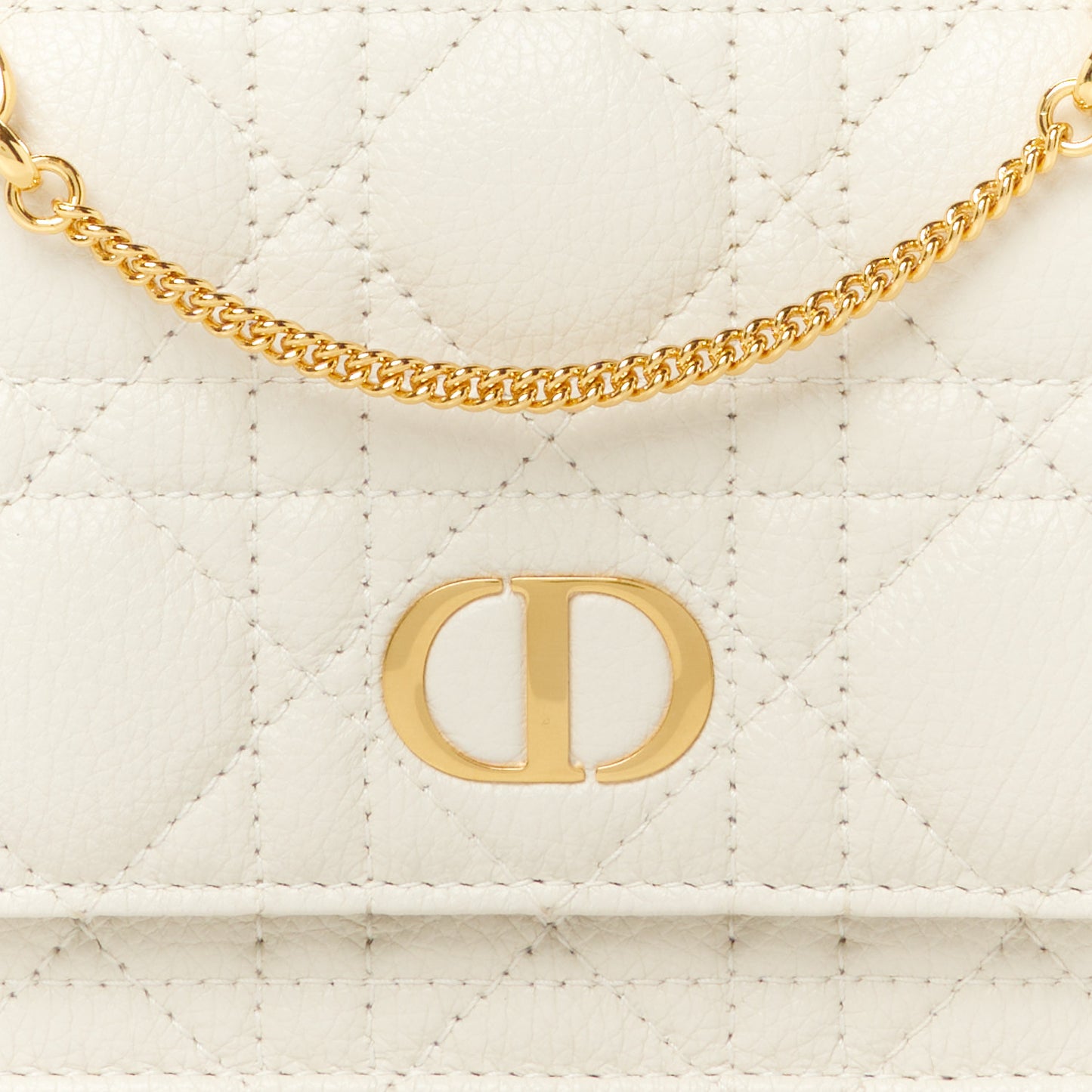 Supple Calfskin Caro Pouch with Chain Latte