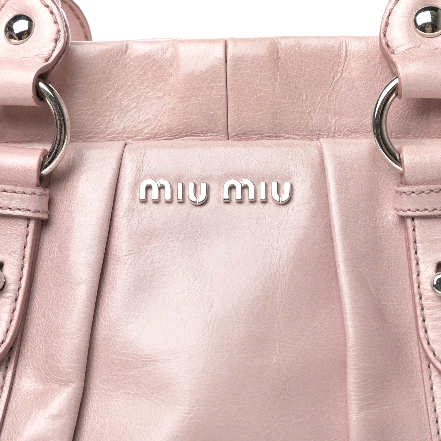 Miu Miu Vitello Lux Gathered Tote Mughetto 8 of 11
