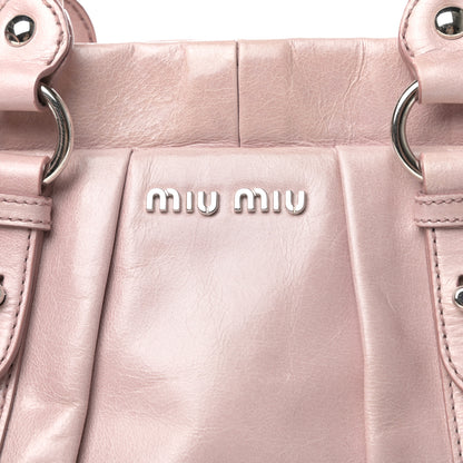 Miu Miu Vitello Lux Gathered Tote Mughetto 8 of 11