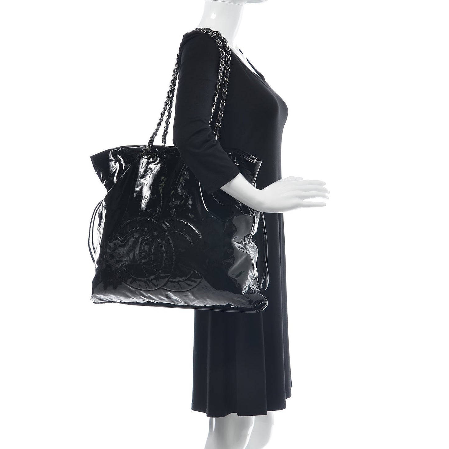 Patent Bonbons Shopper Tote Black