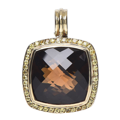 David Yurman Sterling Silver 18K Yellow Gold Yellow Sapphire Smoky Quartz 20mm Albion Enhancer Pendant 1 of 3