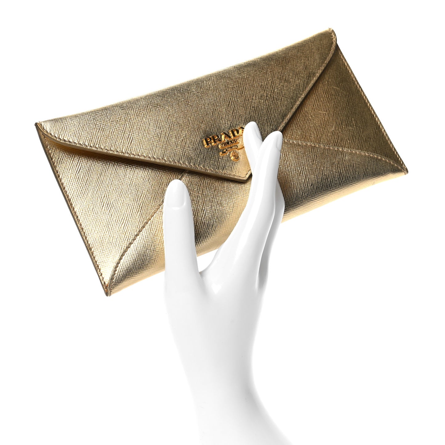 Saffiano Metal Envelope Wallet Platino