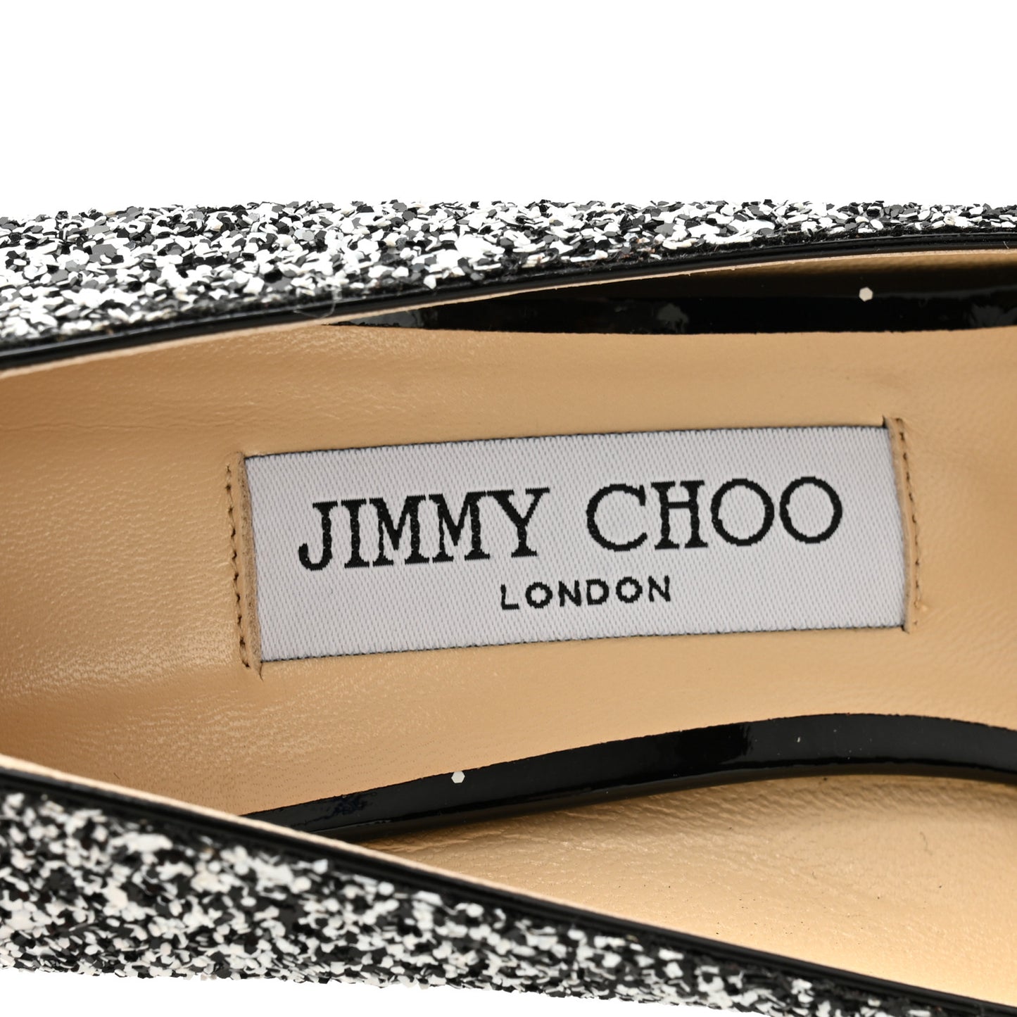 Coarse Glitter Pointy Toe Romy 100 Pumps 38.5 Black White