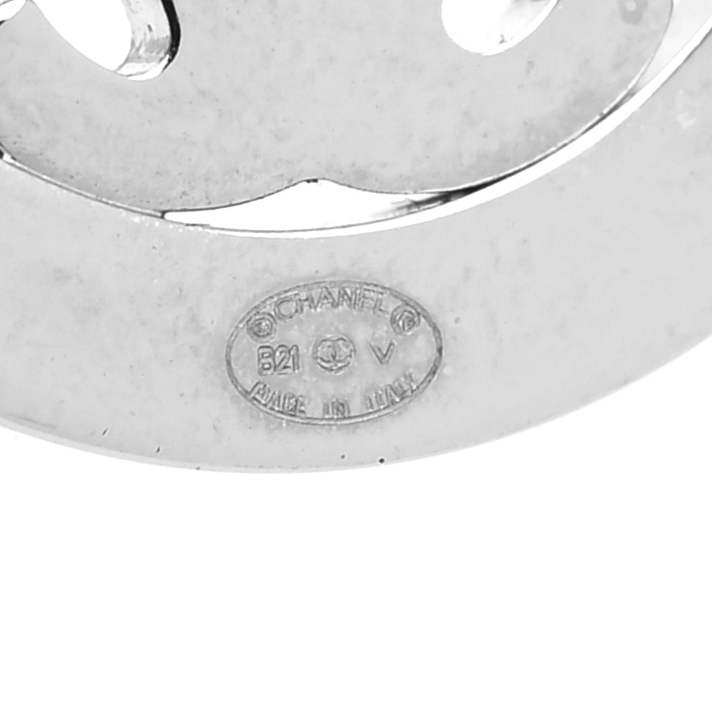 Crystal CC Round Earrings Silver