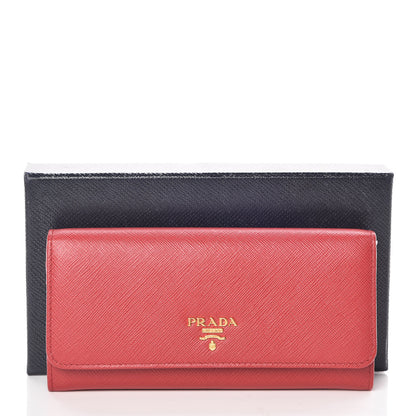 Prada Saffiano Metal Continental Flap Wallet Fuoco 12 of 12