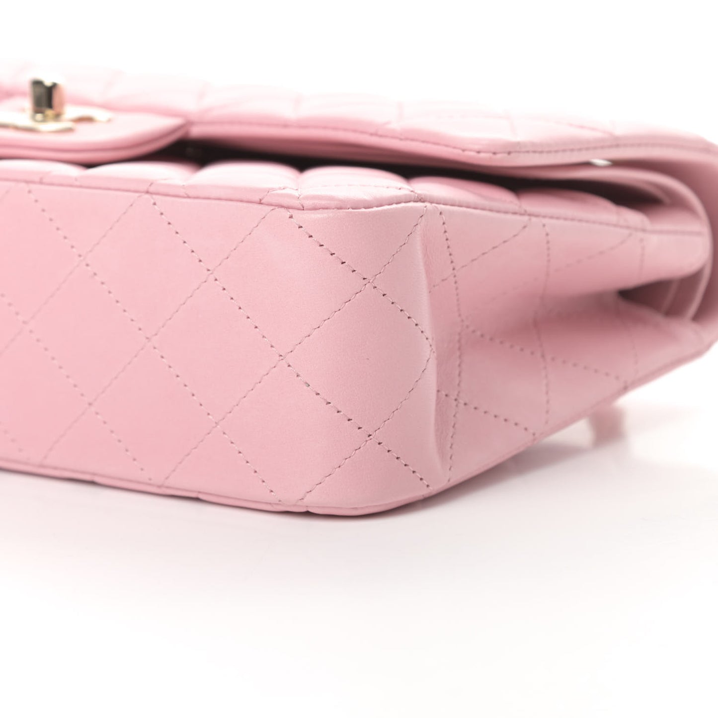 Lambskin Quilted Medium Double Flap Light Pink