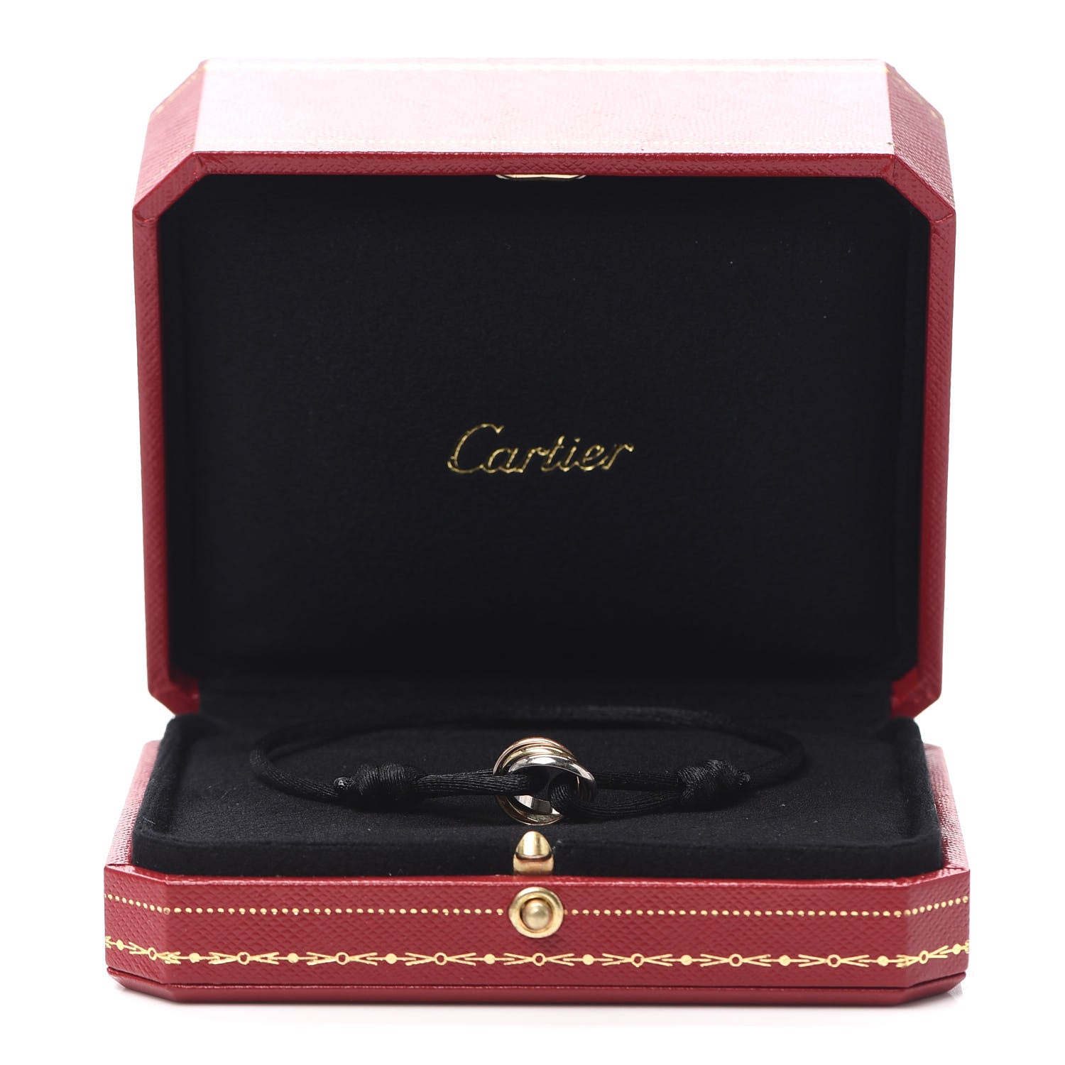 Cartier 18K Pink Yellow White Gold Trinity Adjustable Cord Bracelet Black 7 of 7