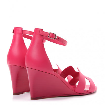 Hermes Calfskin Legend Wedge Sandals 37 Pink 4 of 11