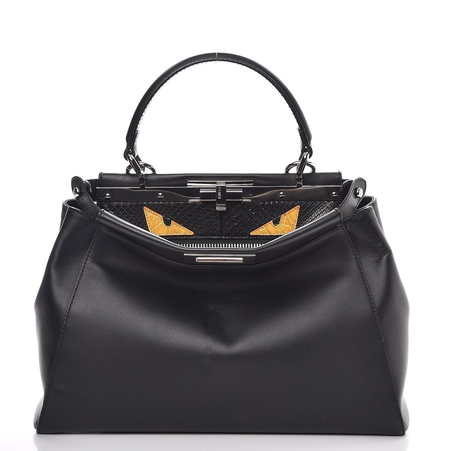 Vitello Morgan Python Crocodile Monster Eyes Medium Peekaboo Iconic Satchel Black Girasole